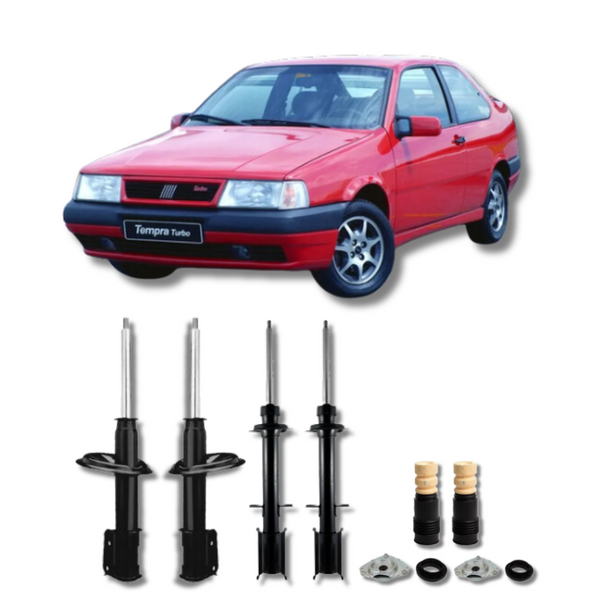 Kit Completo de Amortecedores Dianteiros e Traseiros com Kits de Batentes e Guarda-Pó Fiat Tempra 1990 Até 1999 - Remanufaturado - Felipe Moura Auto Peças