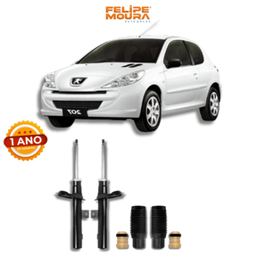 Amortecedores Dianteiros com Kit de Batentes e Guarda-Pó Peugeot 207 2006 Até 2014 - Remanufaturado - Felipe Moura Auto Peças