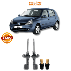 Amortecedores Dianteiros Renault Clio 2000 Até 2011 com Kit de Batentes e Guarda-Pó - Remanufaturado - Felipe Moura Auto Peças
