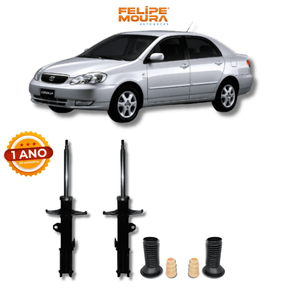 Amortecedores Dianteiros com Kit de Batentes e Guarda-Pó Toyota Corolla 2003 Até 2008 - Remanufaturado - Felipe Moura Auto Peças