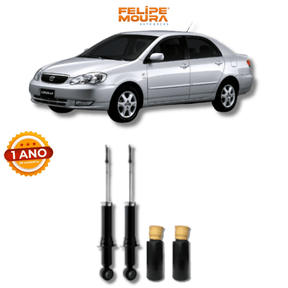 Amortecedor Traseiro com Kit de Batentes e Guarda-Pó Toyota Corolla 2003 Até 2008 - Remanufaturado - Felipe Moura Auto Peças