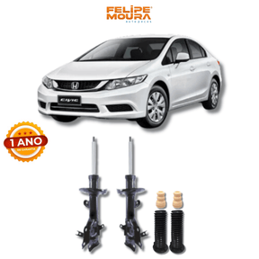 Amortecedores Dianteiros com Kit de Batentes e Guarda-Pó Honda Civic G9 2012 Até 2016 - Remanufaturado