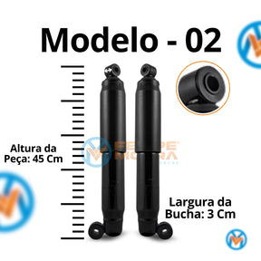 Par de Amortecedor para Carretinha, Reboque e Engate | Modelos 30cm e 45cm | Suspensão com Bucha 3cm