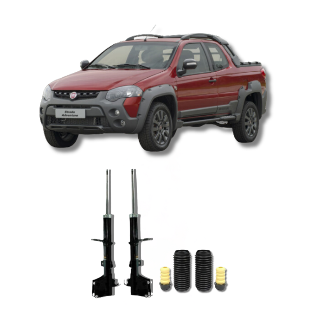Amortecedores Dianteiros com Kit de Batentes e Guarda-Pó Fiat Strada Locker 2008 Até 2017 - Remanufaturado