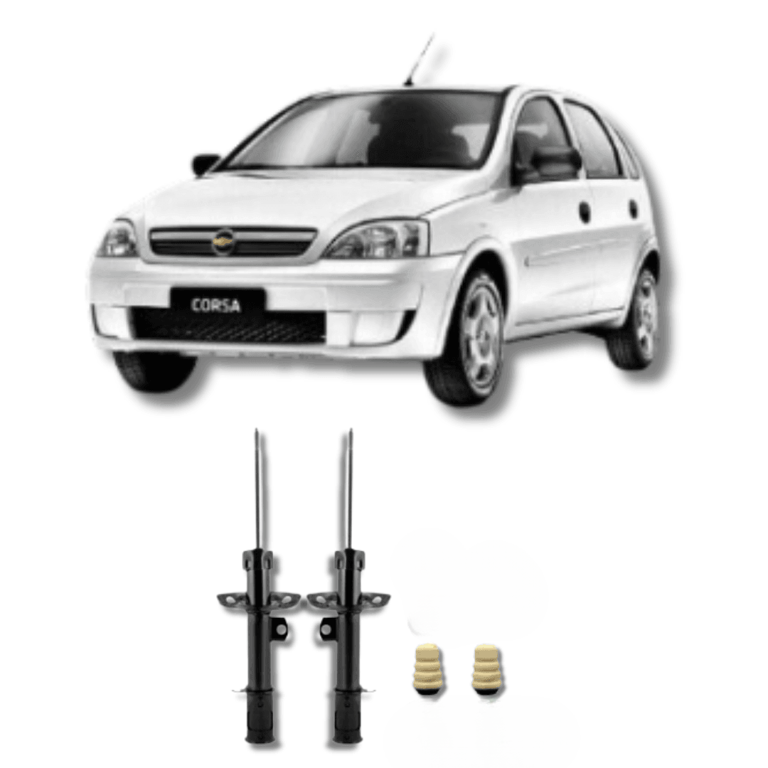 Amortecedores Dianteiros Corsa Joy / Moderno 2006 Até 2014 com Kit de Batentes e Guarda-Pó - Remanufaturado