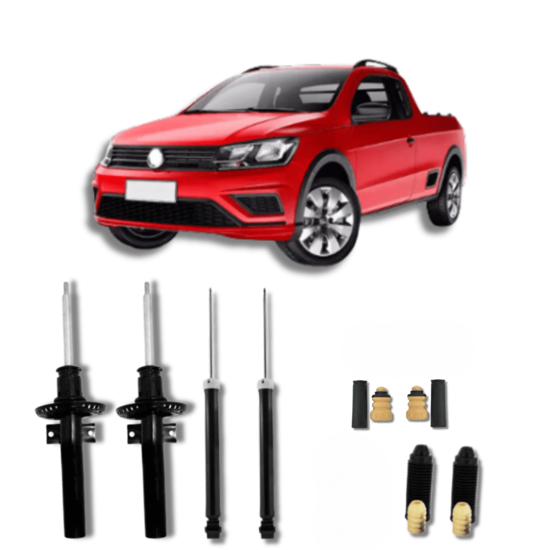 Kit Completo de Amortecedores Dianteiros e Traseiros com Kit de Batentes e Guarda-Pó Saveiro G5/G6 2008 Até 2016 - Remanufaturado