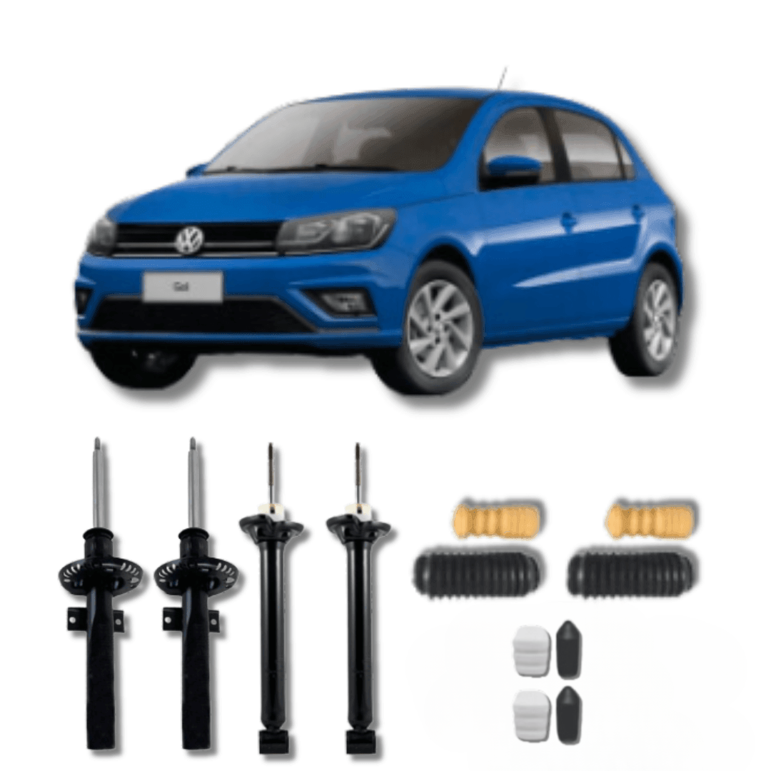 Kit Completo de Amortecedores Dianteiros e Traseiros com Kits de Batentes e Guarda-Pó Gol Rallye 2007 Até 2022 - Remanufaturado