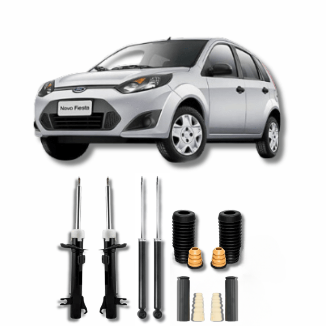 Kit Completo de Amortecedores Dianteiros e Traseiros com Kits de Batentes e Guarda-Pó Ford Fiesta Moderno 2002 até 2014 - Remanufaturado
