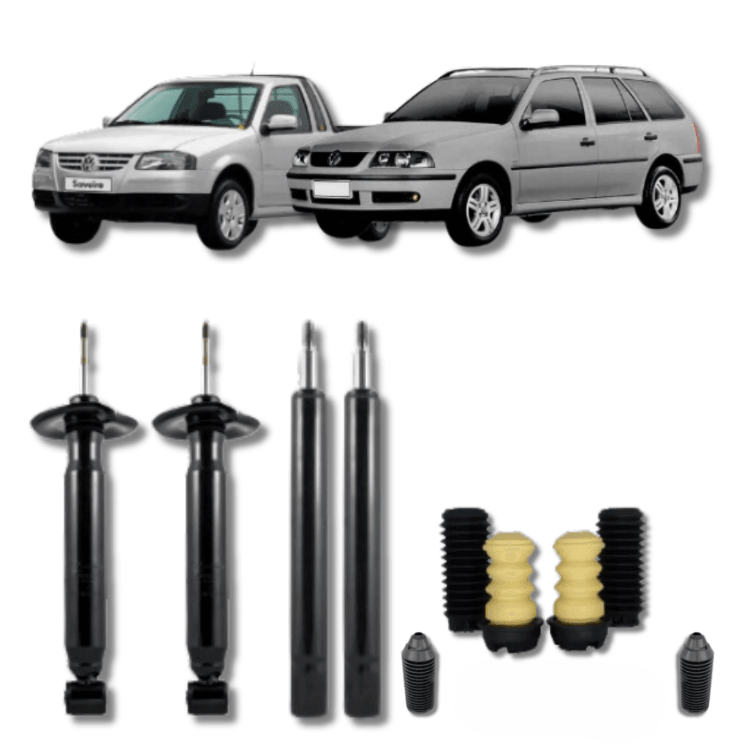 Kit Completo de Amortecedores Dianteiros e Traseiros com Kit de Batentes e Guarda-Pó Saveiro/Parati Bola 1998 Até 2008 - Remanufaturado