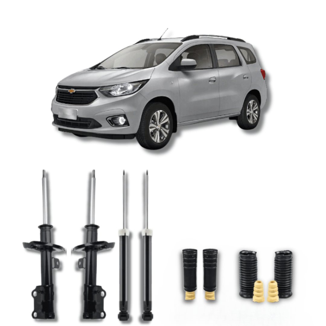 Kit Completo de Amortecedores Dianteiros e Traseiros Spin 2013 Até 2024 com Kits de Batentes e Guarda-Pó - Remanufaturado