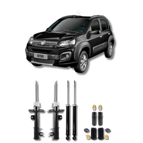 Kit Completo de Amortecedores Dianteiros e Traseiros com Kits de Batentes e Guarda-Pó Novo Uno Way 2014 Até 2021 - Remanufaturado