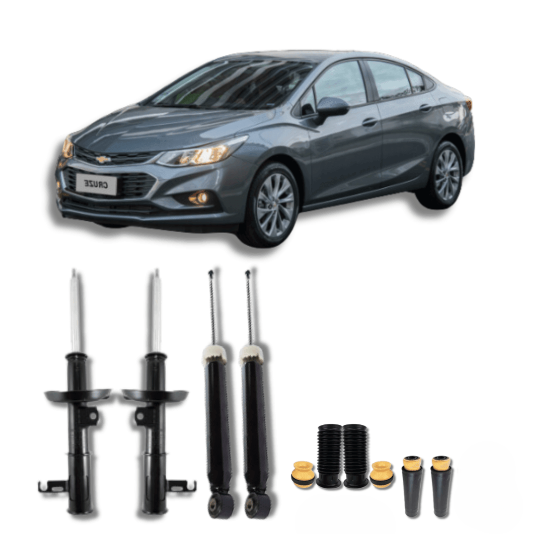 Kit Completo de Amortecedores Dianteiros e Traseiros Cruze LT/LTZ 2011 Até 2016 com Kits de Batentes e Guarda-Pó - Remanufaturado