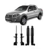 Kit Completo de Amortecedores Dianteiros e Traseiros com Kits de Batentes e Guarda-Pó Fiat Strada Fire 2002 Até 2017 - Remanufaturado
