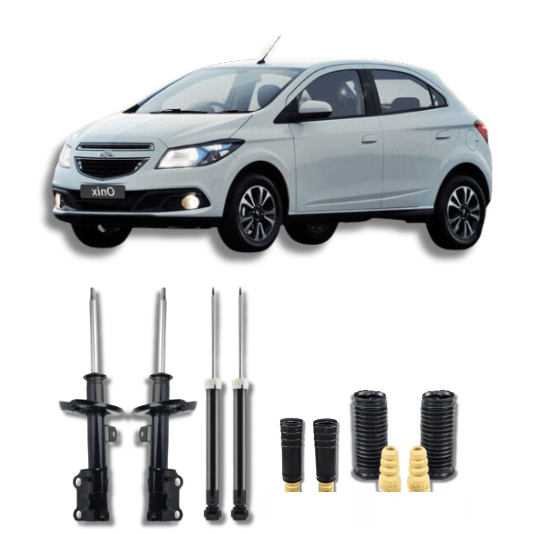 Kit Completo de Amortecedores Dianteiros e Traseiros Onix 2013 Até 2018 com Kits de Batentes e Guarda-Pó - Remanufaturado