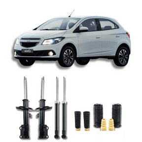 Kit Completo de Amortecedores Dianteiros e Traseiros Onix 2013 Até 2018 com Kits de Batentes e Guarda-Pó - Remanufaturado