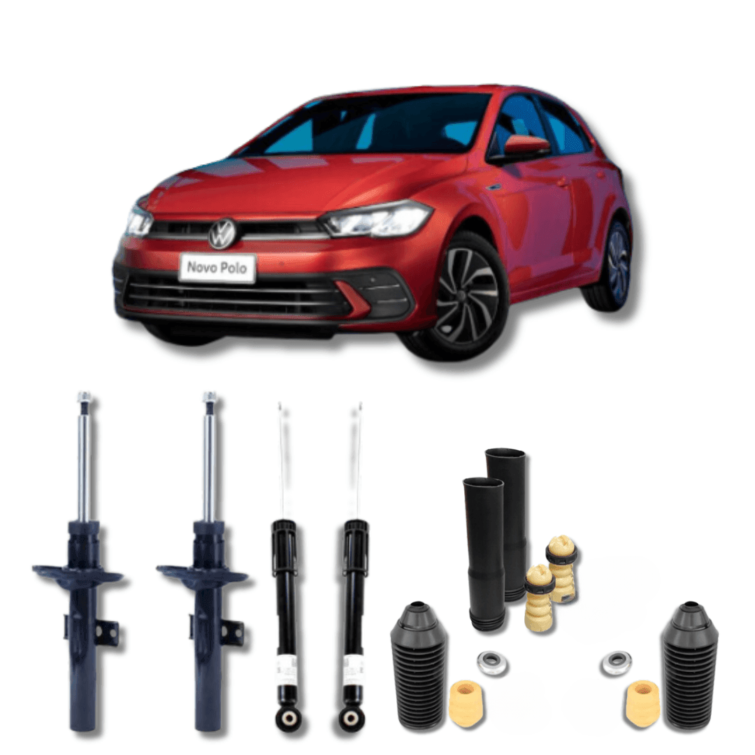 Kit Completo de Amortecedores Dianteiros e Traseiros com Kit de Batentes e Guarda-Pó Polo Moderno 2017 Até 2024 - Remanufaturado