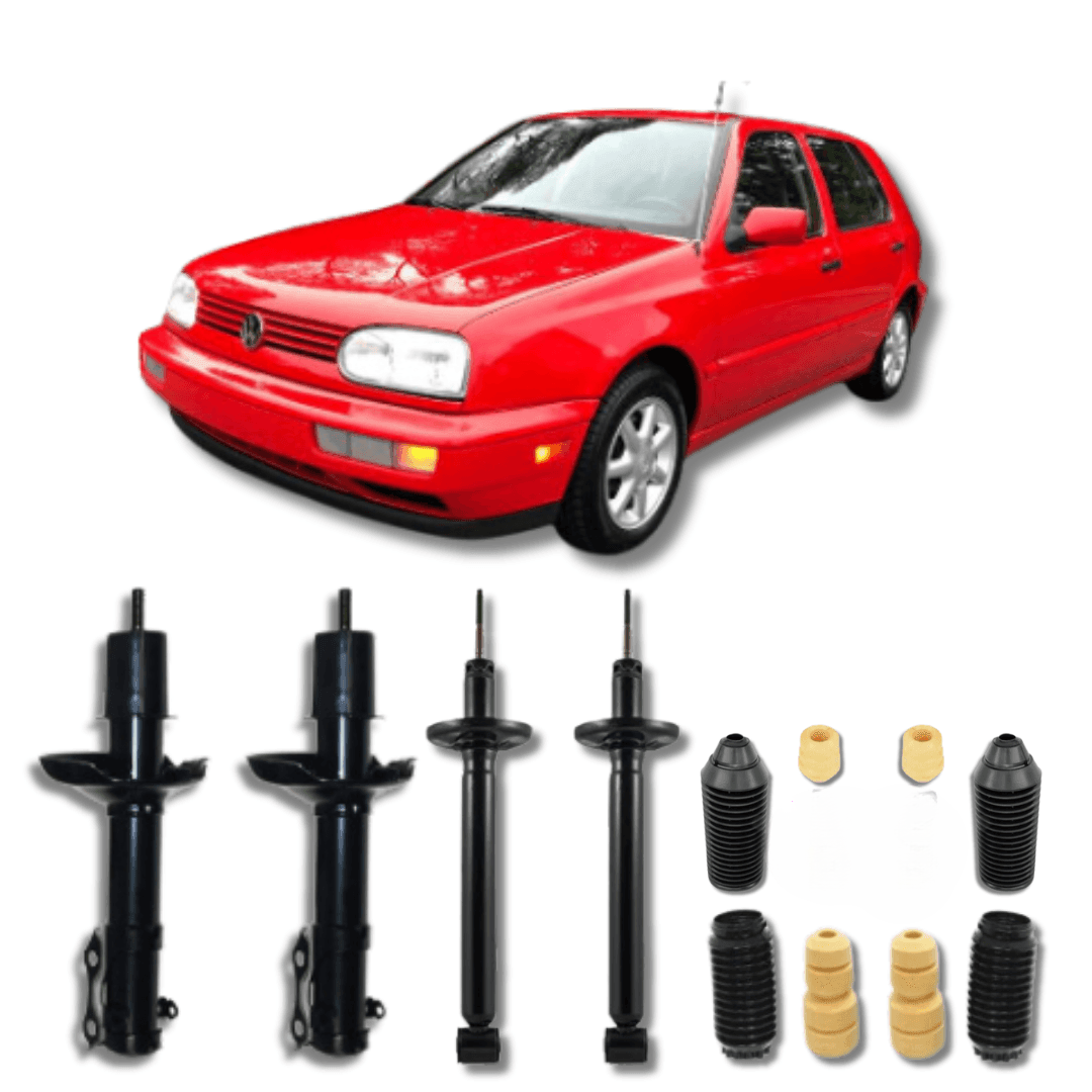 Kit Completo de Amortecedores Dianteiros e Traseiros com Kit de Batentes e Guarda-Pó Golf Antigo 1974 Até 1998 - Remanufaturado
