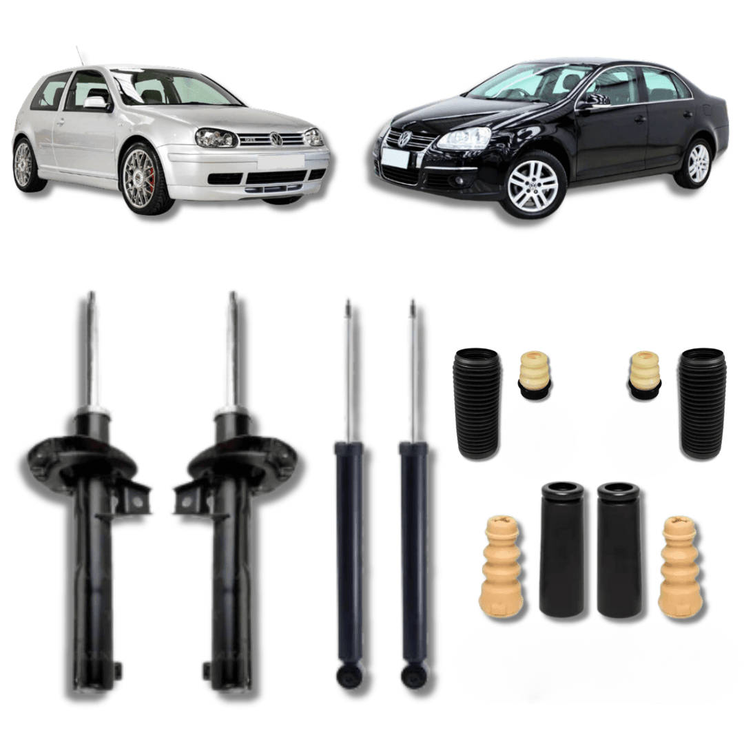 Kit Completo de Amortecedores Dianteiros e Traseiros com Kit de Batentes e Guarda-Pó Golf GTI/Jetta 1990 Até 2021 - Remanufaturado