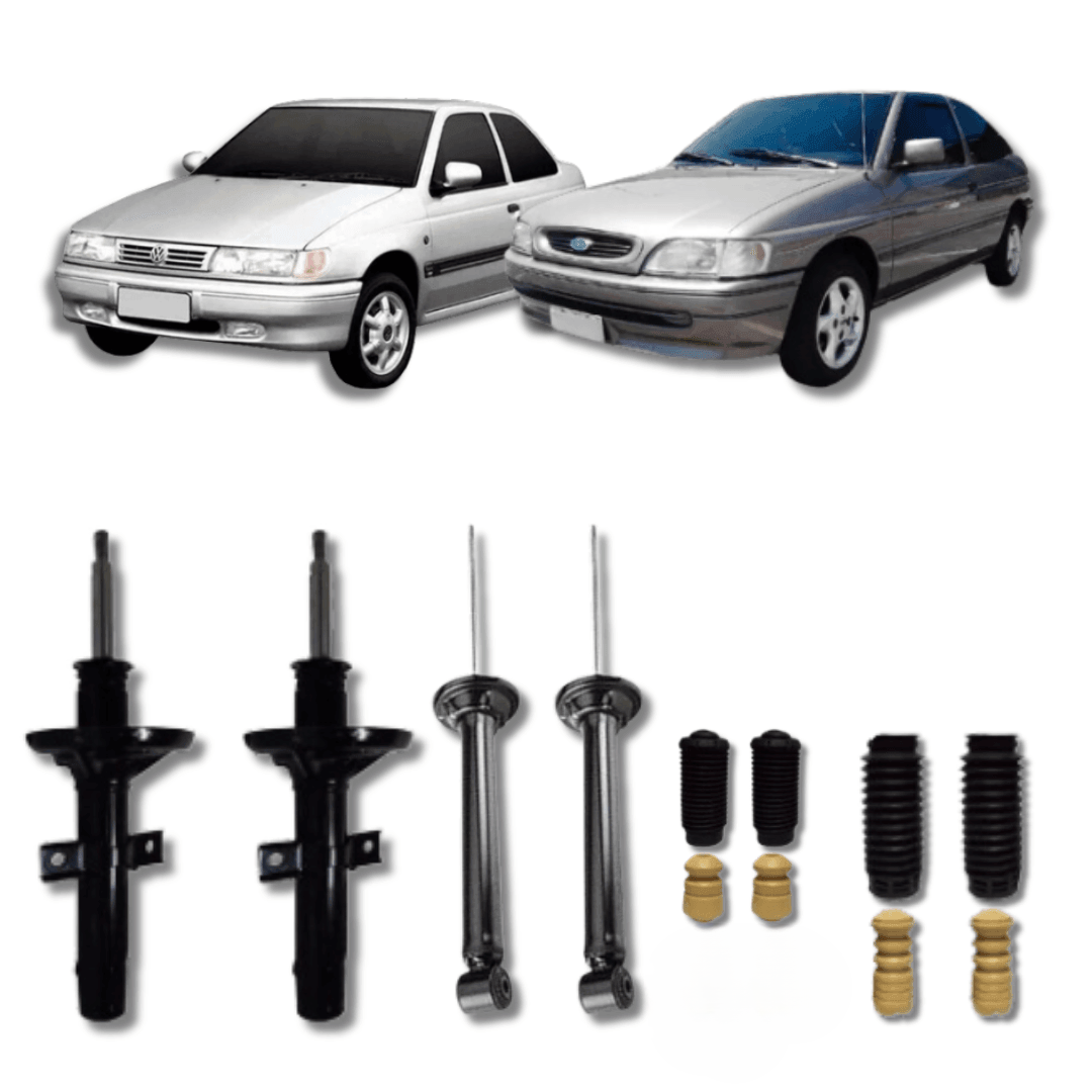 Kit Completo de Amortecedores Dianteiros e Traseiros com Kit de Batentes e Guarda-Pó Logus/Escort Europeu 1993 Até 1996 - Remanufaturado