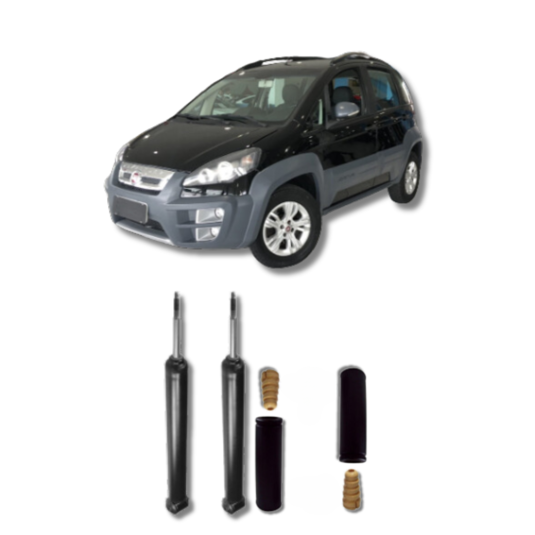 Amortecedores Traseiros com Kit de Batentes e Guarda-Pó Fiat Idea Adventure 2006 até 2016 - Remanufaturado