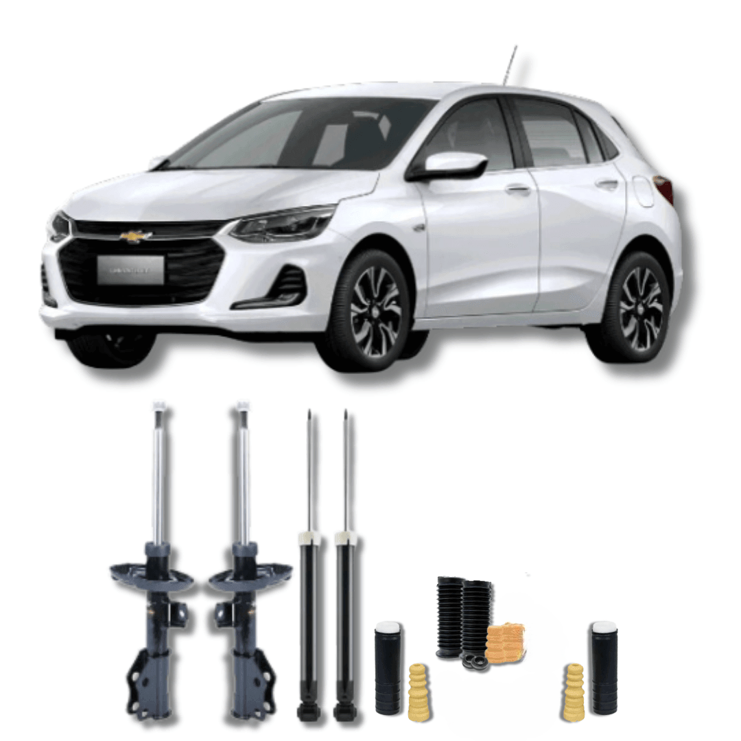 Kit Completo de Amortecedores Dianteiros e Traseiros Onix Moderno 2019 Até 2023 com Kits de Batentes e Guarda-Pó - Remanufaturado