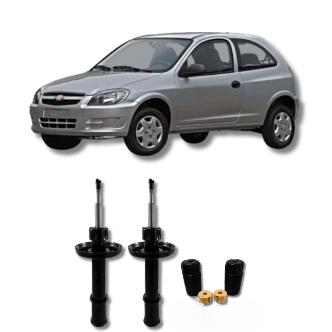 Amortecedores Dianteiros Corsa Celta 2000 Até 2015 com Kit de Batentes e Guarda-Pó - Remanufaturado