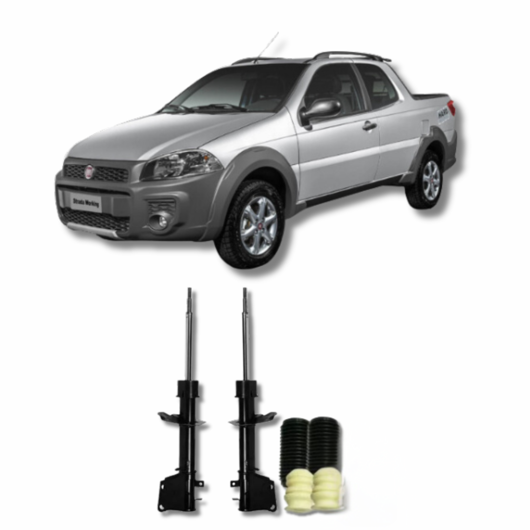 Amortecedores Dianteiros com Kit de Batentes e Guarda-Pó Fiat Strada Fire 2002 Até 2017 - Remanufaturado
