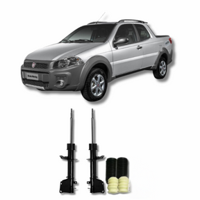 Amortecedores Dianteiros com Kit de Batentes e Guarda-Pó Fiat Strada Fire 2002 Até 2017 - Remanufaturado