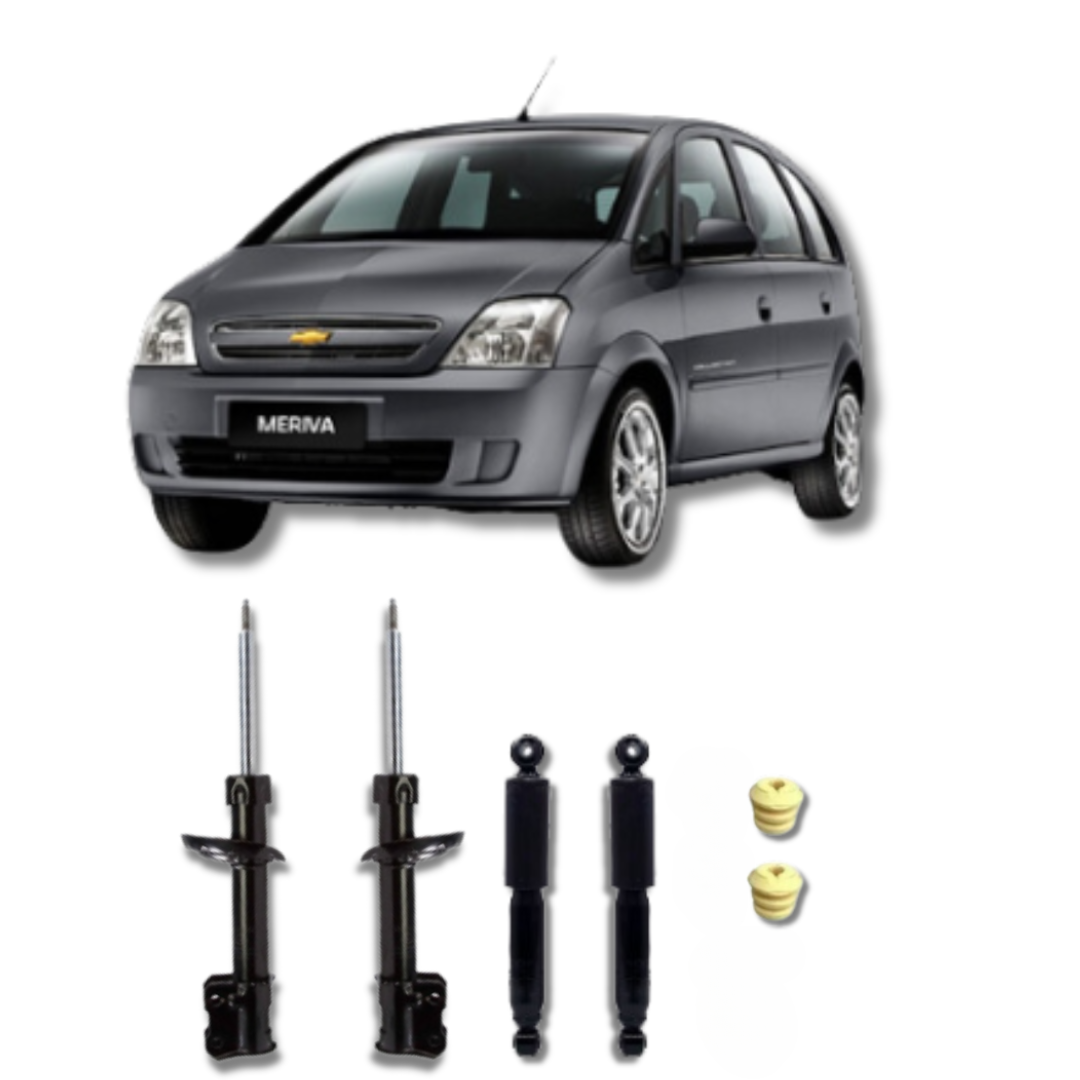 Kit Completo de Amortecedores Dianteiros e Traseiros com Kits de Batentes e Guarda-Pó Meriva 2002 Até 2012 - Remanufaturado