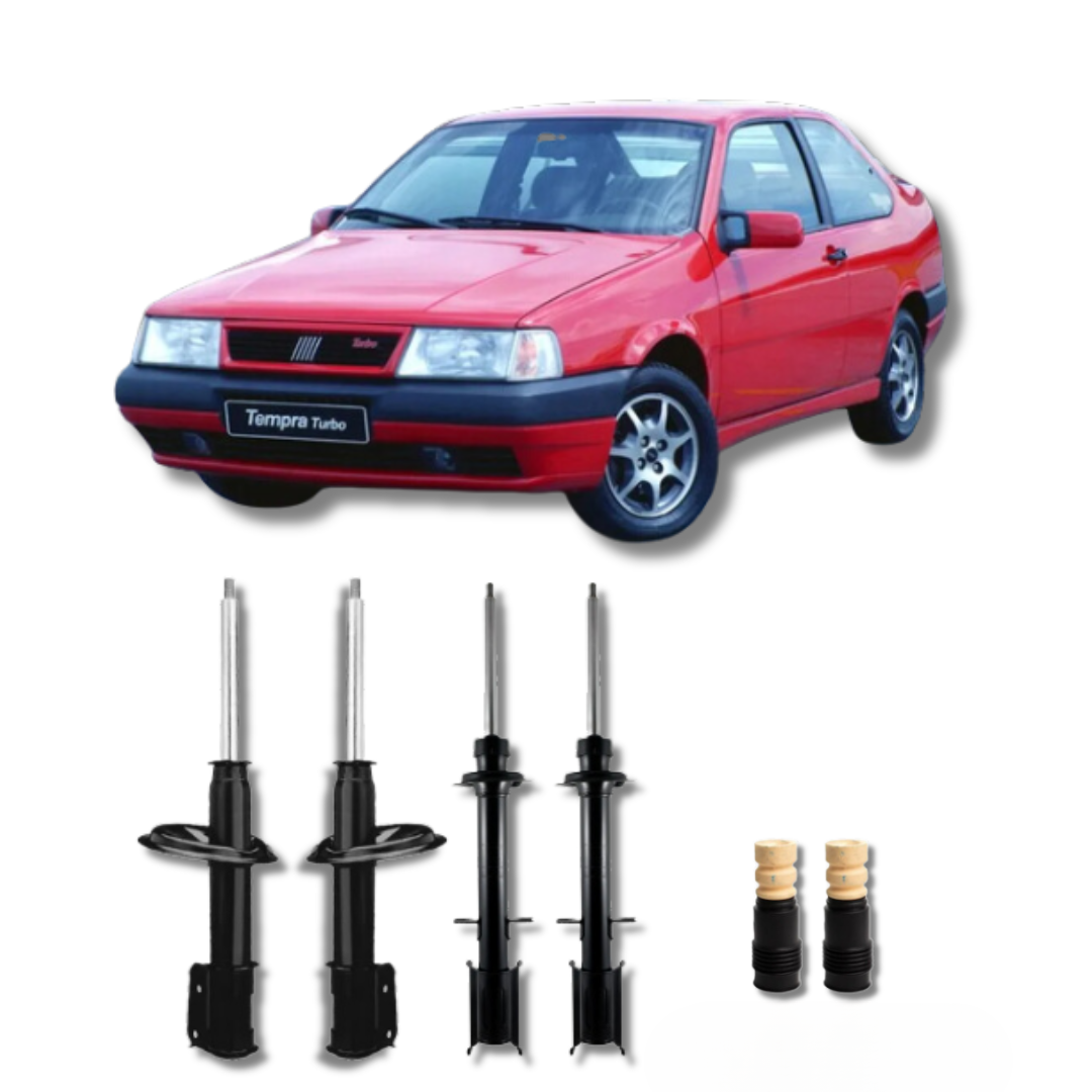 Kit Completo de Amortecedores Dianteiros e Traseiros com Kits de Batentes e Guarda-Pó Fiat Tempra 1990 Até 1999 - Remanufaturado