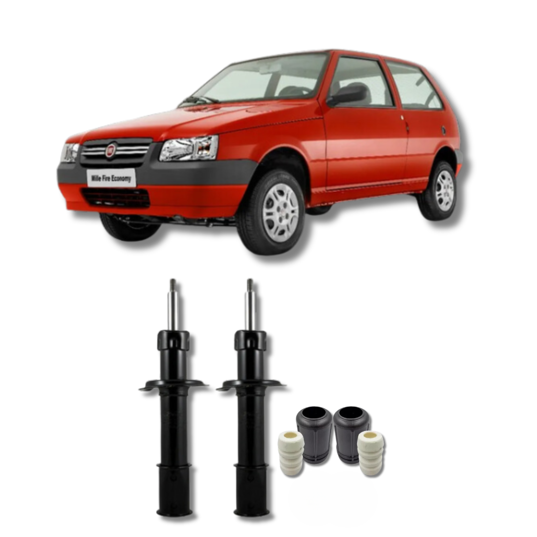 Amortecedores Dianteiros com Kit de Batentes e Guarda-Pó Fiat Uno Antigo até 1990/Mille até 1994 - Remanufaturado