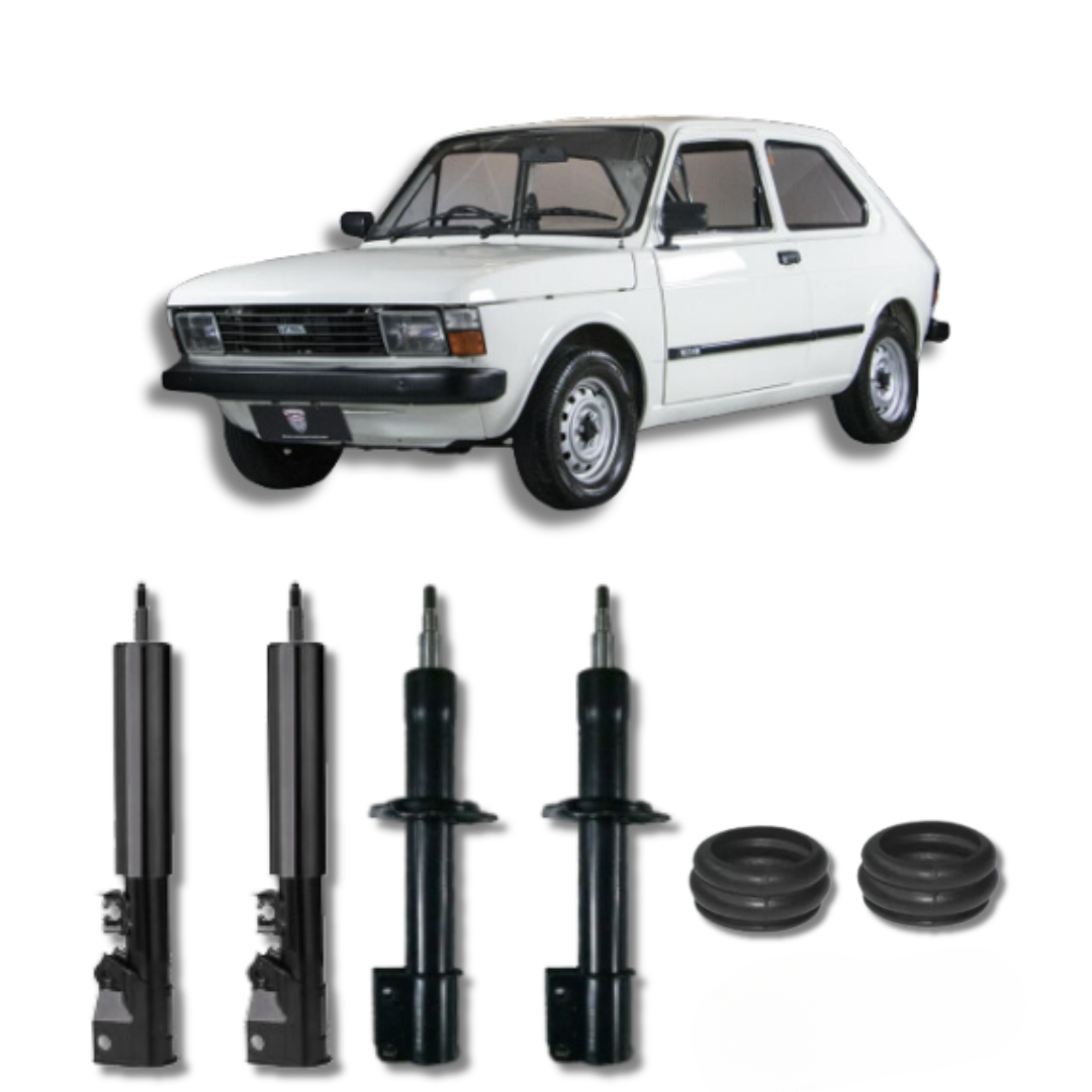 Kit Completo de Amortecedores Dianteiros e Traseiros com Kits de Batentes e Guarda-Pó Fiat 147 1976 Até 1986 - Remanufaturado