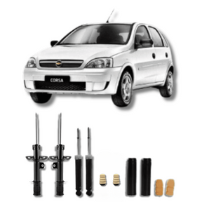 Kit Completo de Amortecedores Dianteiros e Traseiros Corsa Joy / Moderno 2006 Até 2014 com Kits de Batentes e Guarda-Pó - Remanufaturado