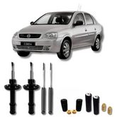 Kit Completo de Amortecedores Dianteiros e Traseiros Corsa Sedan 1997 Até 2005 com Kits de Batentes e Guarda-Pó - Remanufaturado