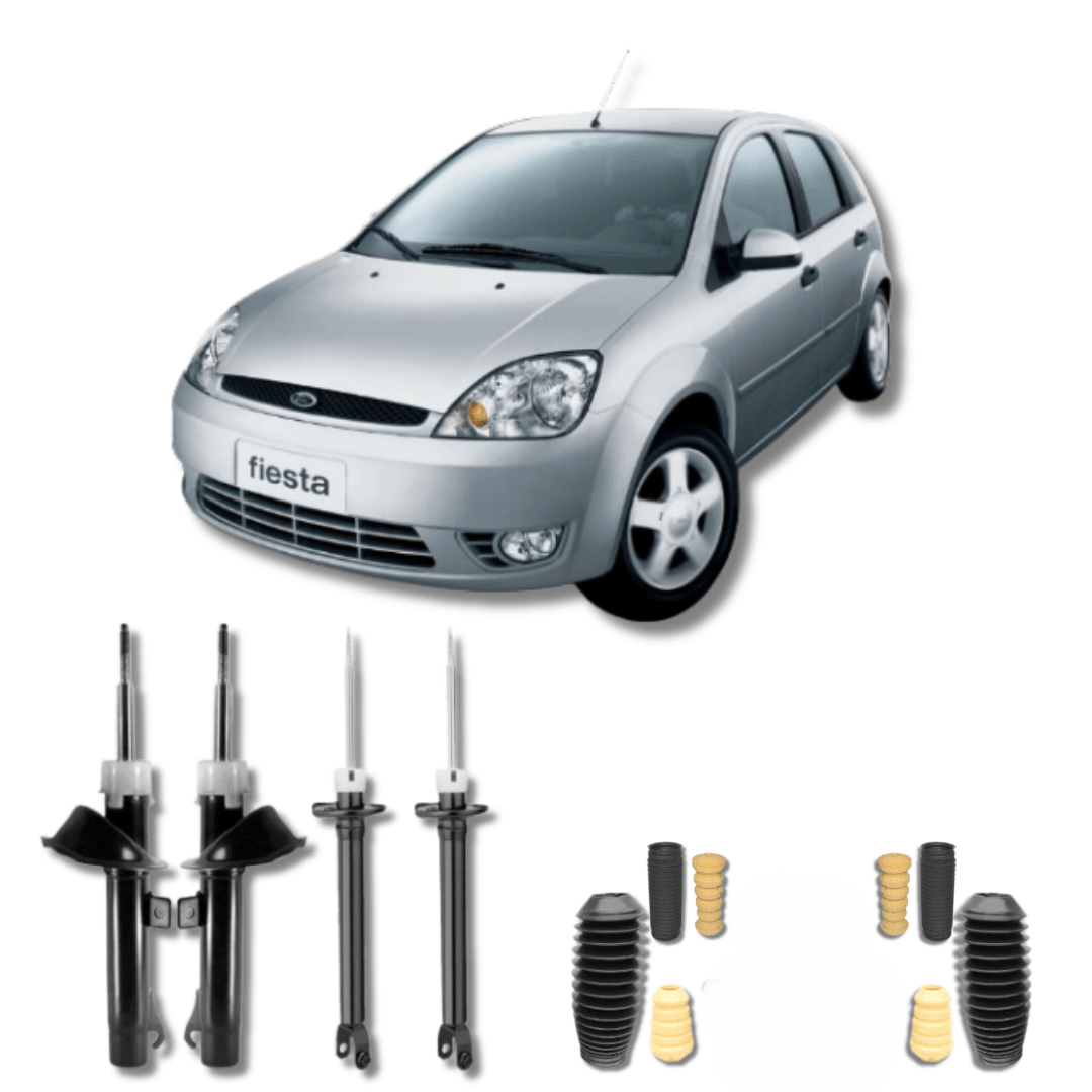Kit Completo de Amortecedores Dianteiros e Traseiros com Kits de Batentes e Guarda-Pó Ford Fiesta Antigo/Ká/Courier até 2001 - Remanufaturado