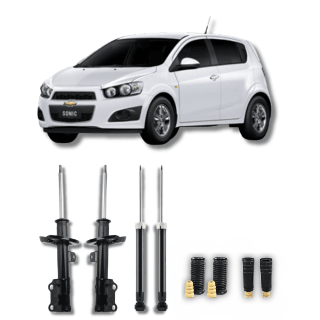 Kit Completo de Amortecedores Dianteiros e Traseiros Sonic 2014 Até 2020 com Kits de Batentes e Guarda-Pó - Remanufaturado